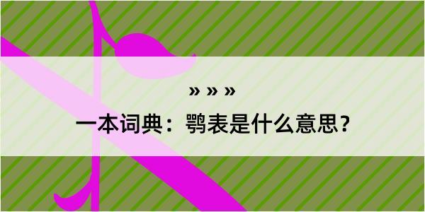 一本词典：鹗表是什么意思？