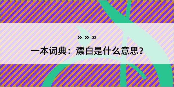 一本词典：漂白是什么意思？