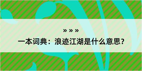 一本词典：浪迹江湖是什么意思？