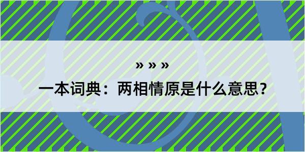 一本词典：两相情原是什么意思？