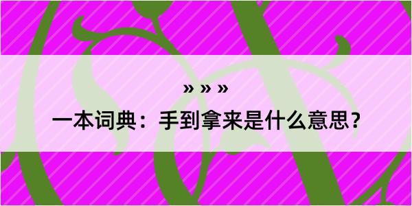 一本词典：手到拿来是什么意思？