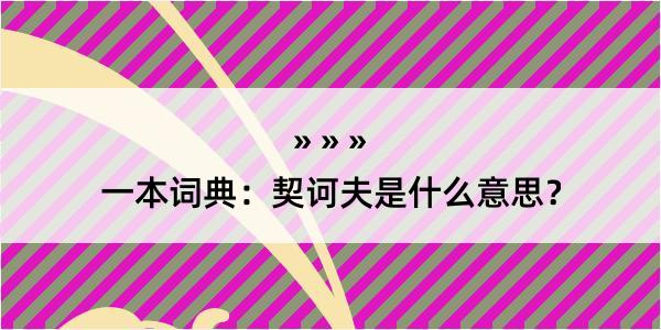 一本词典：契诃夫是什么意思？