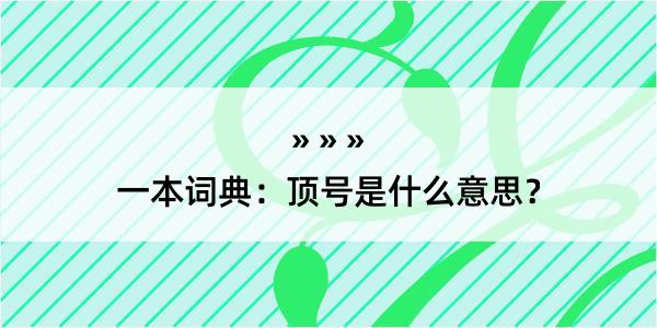 一本词典：顶号是什么意思？