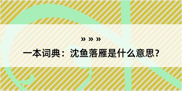 一本词典：沈鱼落雁是什么意思？