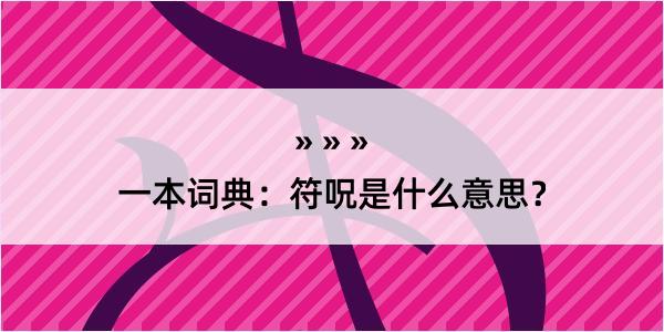 一本词典：符呪是什么意思？