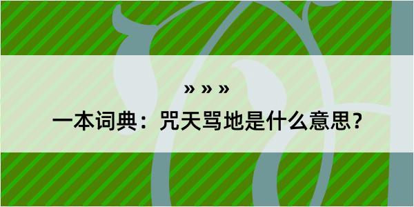 一本词典：咒天骂地是什么意思？