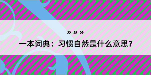 一本词典：习惯自然是什么意思？