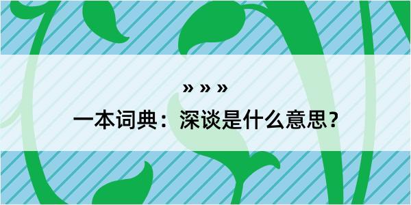 一本词典：深谈是什么意思？