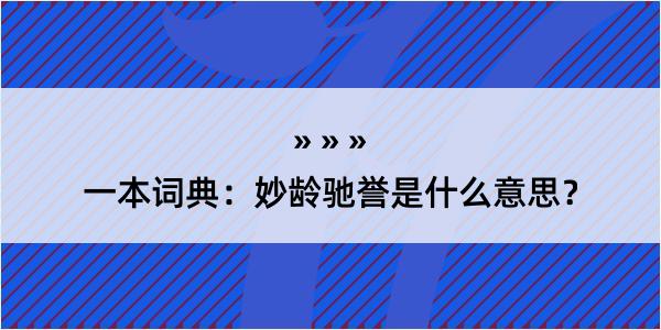 一本词典：妙龄驰誉是什么意思？