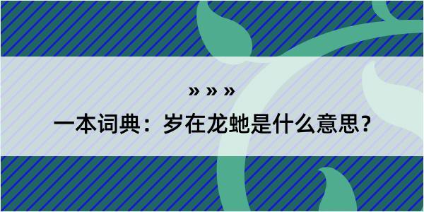 一本词典：岁在龙虵是什么意思？