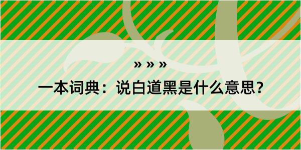 一本词典：说白道黑是什么意思？