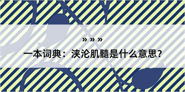 一本词典：浃沦肌髓是什么意思？