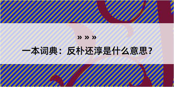 一本词典：反朴还淳是什么意思？