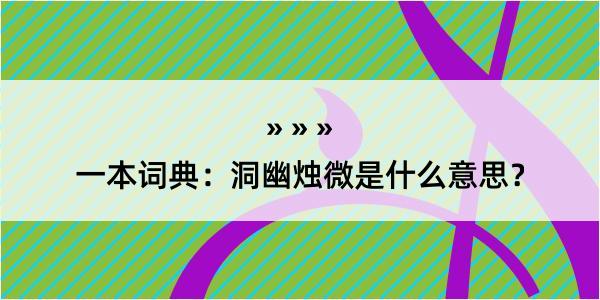 一本词典：洞幽烛微是什么意思？