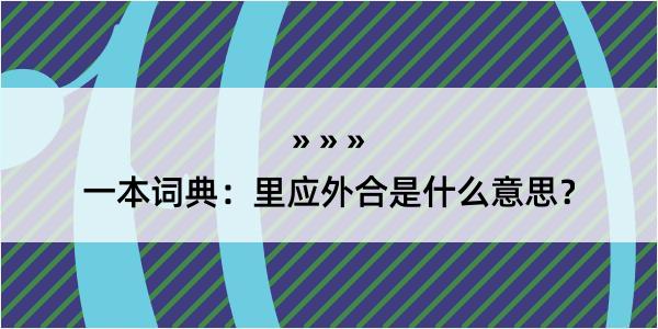 一本词典：里应外合是什么意思？