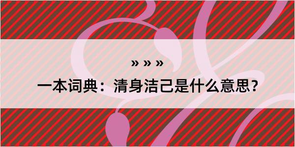 一本词典：清身洁己是什么意思？