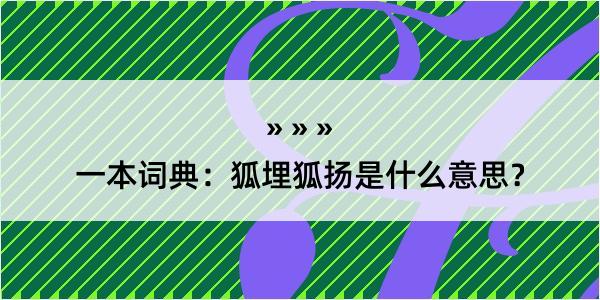 一本词典：狐埋狐扬是什么意思？