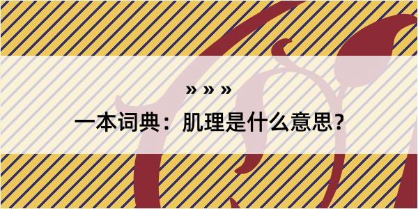 一本词典：肌理是什么意思？