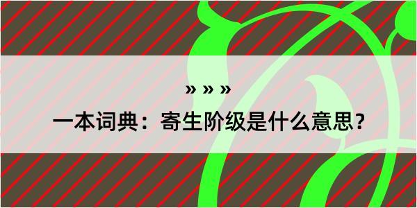 一本词典：寄生阶级是什么意思？