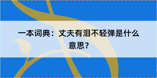 一本词典：丈夫有泪不轻弹是什么意思？