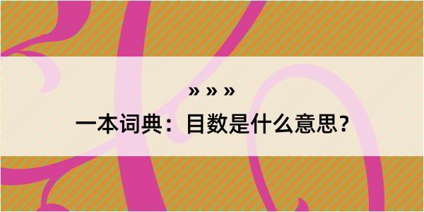 一本词典：目数是什么意思？