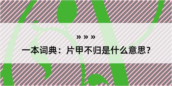 一本词典：片甲不归是什么意思？