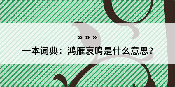 一本词典：鸿雁哀鸣是什么意思？