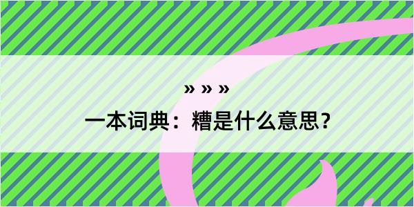 一本词典：糟是什么意思？