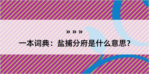 一本词典：盐捕分府是什么意思？