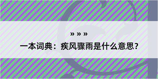 一本词典：疾风骤雨是什么意思？