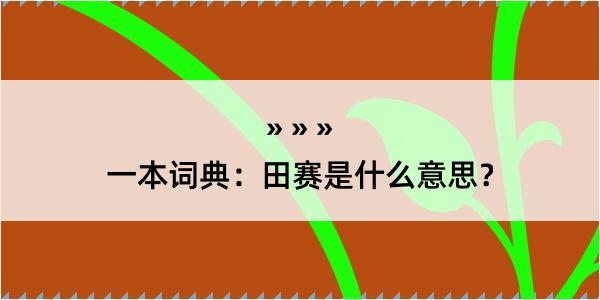 一本词典：田赛是什么意思？