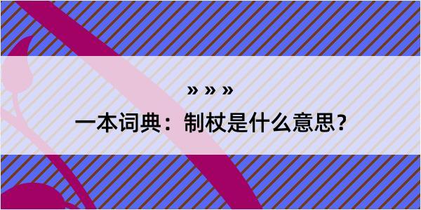 一本词典：制杖是什么意思？