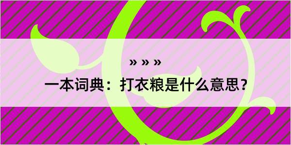 一本词典：打衣粮是什么意思？