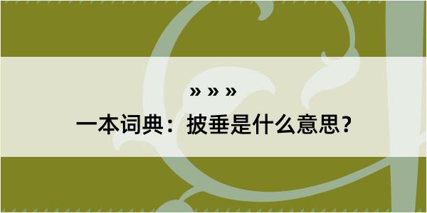 一本词典：披垂是什么意思？