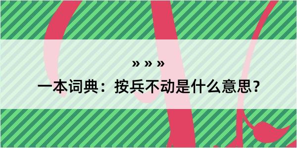 一本词典：按兵不动是什么意思？