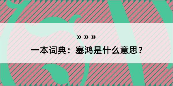 一本词典：塞鸿是什么意思？