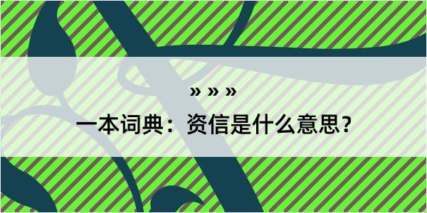 一本词典：资信是什么意思？