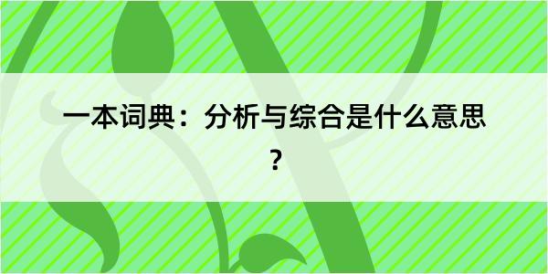 一本词典：分析与综合是什么意思？