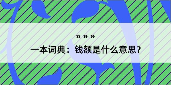 一本词典：钱额是什么意思？