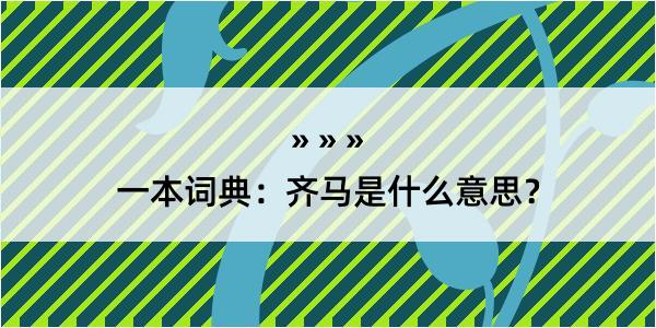 一本词典：齐马是什么意思？