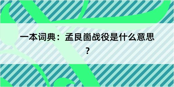 一本词典：孟良崮战役是什么意思？