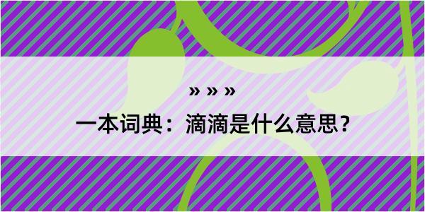 一本词典：滴滴是什么意思？