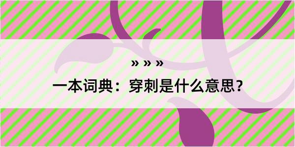 一本词典：穿刺是什么意思？