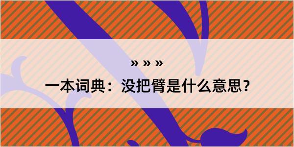 一本词典：没把臂是什么意思？