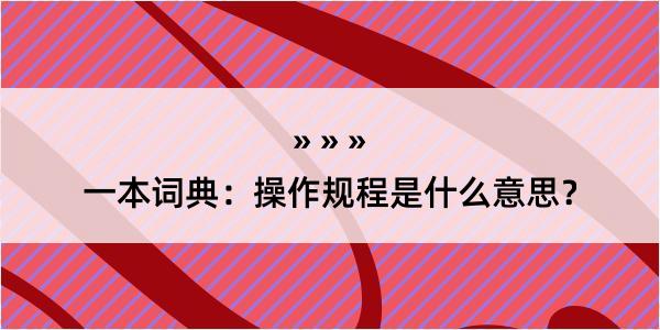 一本词典：操作规程是什么意思？