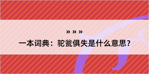 一本词典：驼瓮俱失是什么意思？