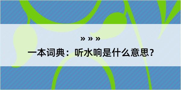 一本词典：听水响是什么意思？