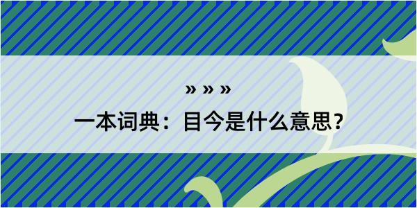 一本词典：目今是什么意思？