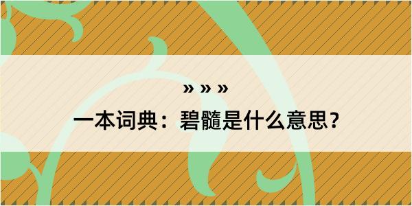 一本词典：碧髓是什么意思？