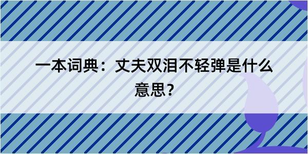 一本词典：丈夫双泪不轻弹是什么意思？